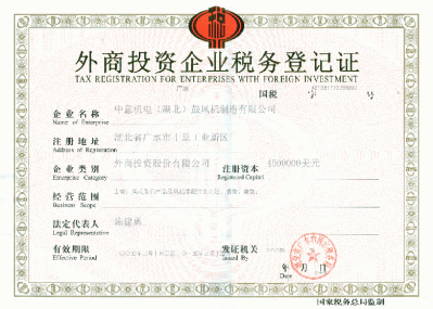 Company Tax Registration Certificate